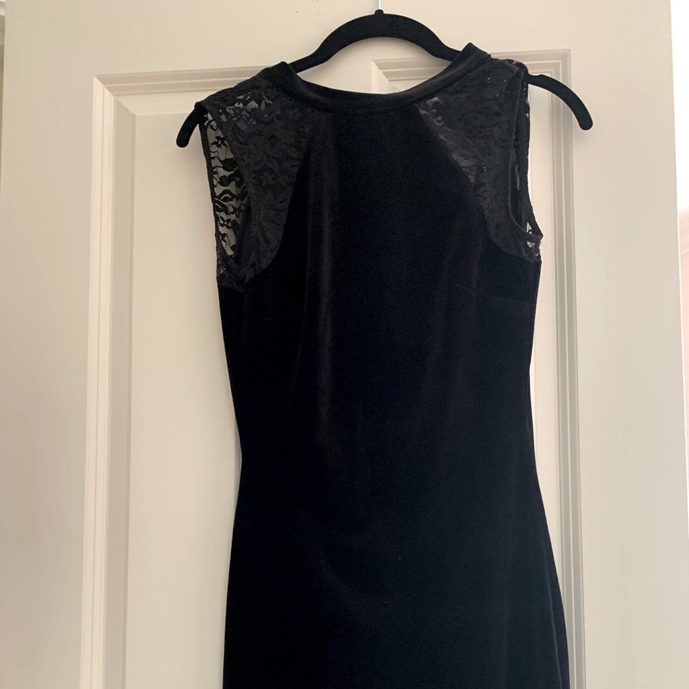 Black velvet and lace cocktail dress